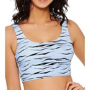 $20 Hula Honey Swimwear Powder Medium Junior Zebra Stripe Top Blue Size Medium